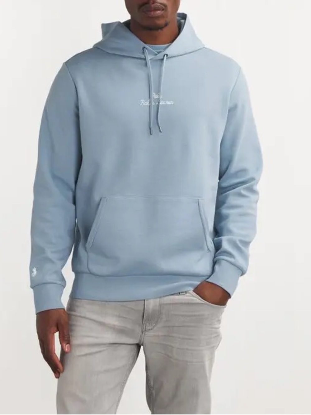 Polo Ralph Lauren Heathered Blue chain Stitched Logo Hoodie Mens L